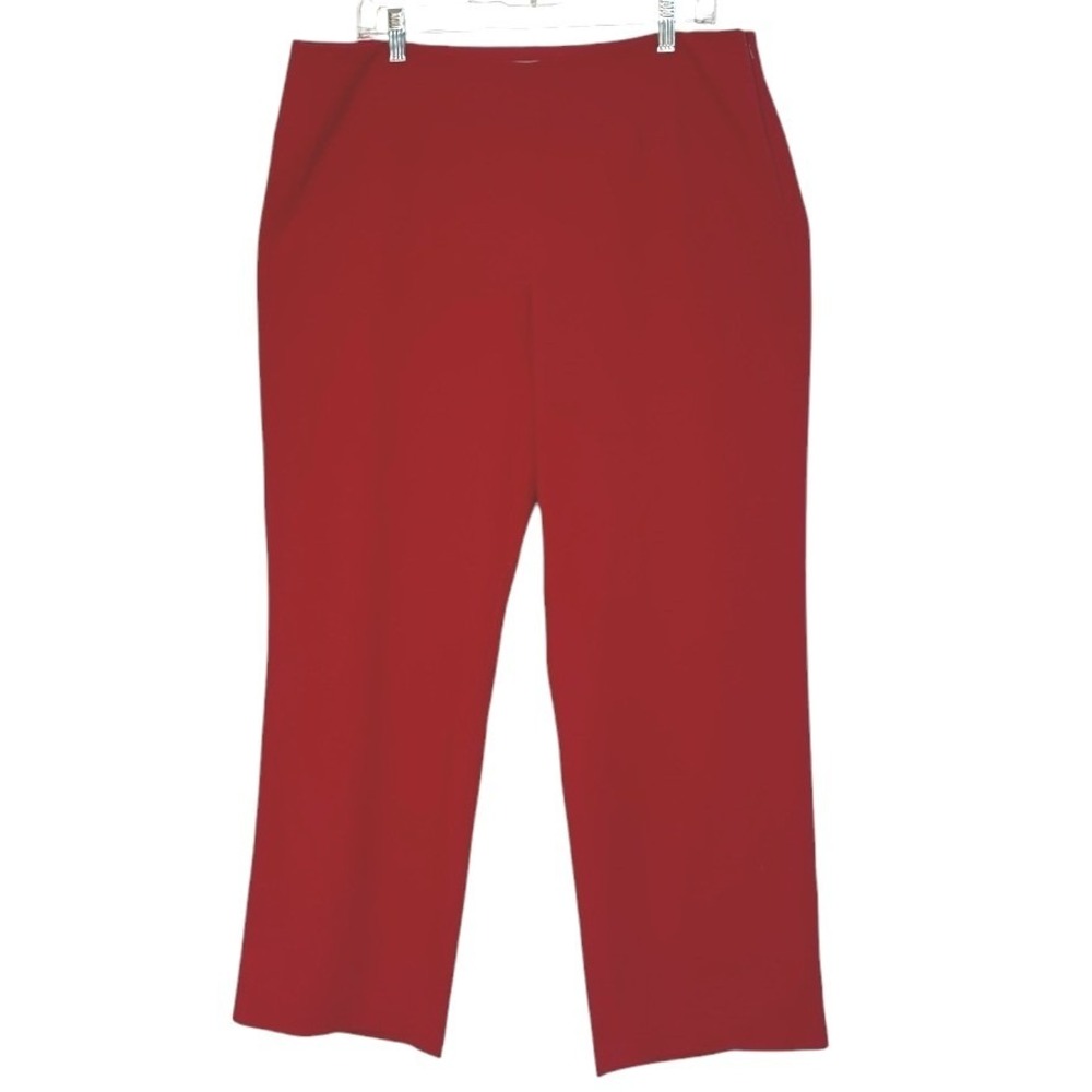 J Jill Straight Leg Pants Women Red Stretch Crepe Bold Sophisticated Modern 16